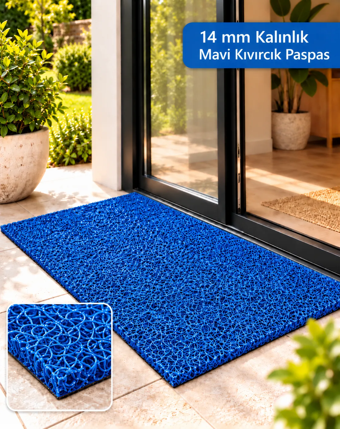 kıvırcık paspas mavi
