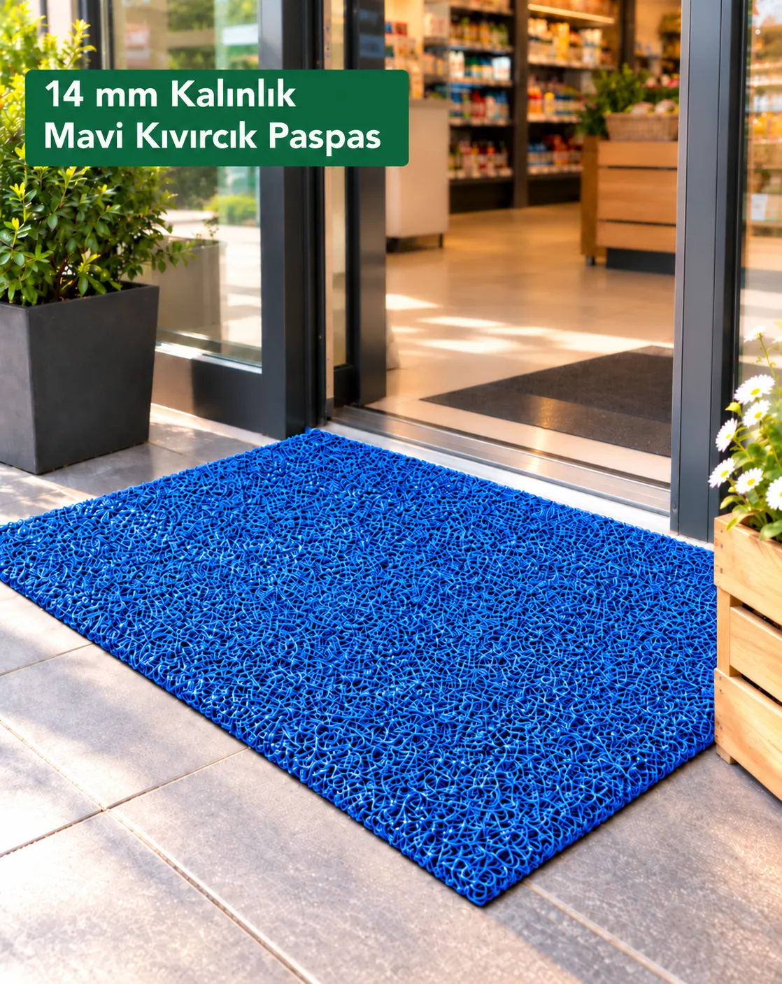 kıvırcık paspas mavi