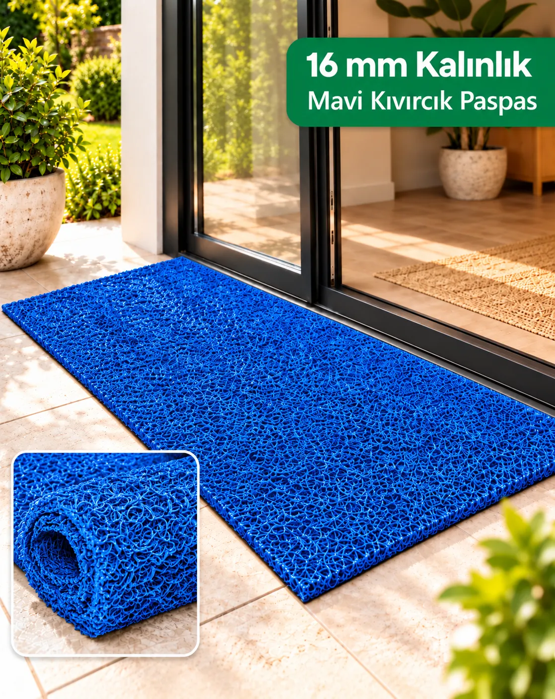 kıvırcık paspas mavi
