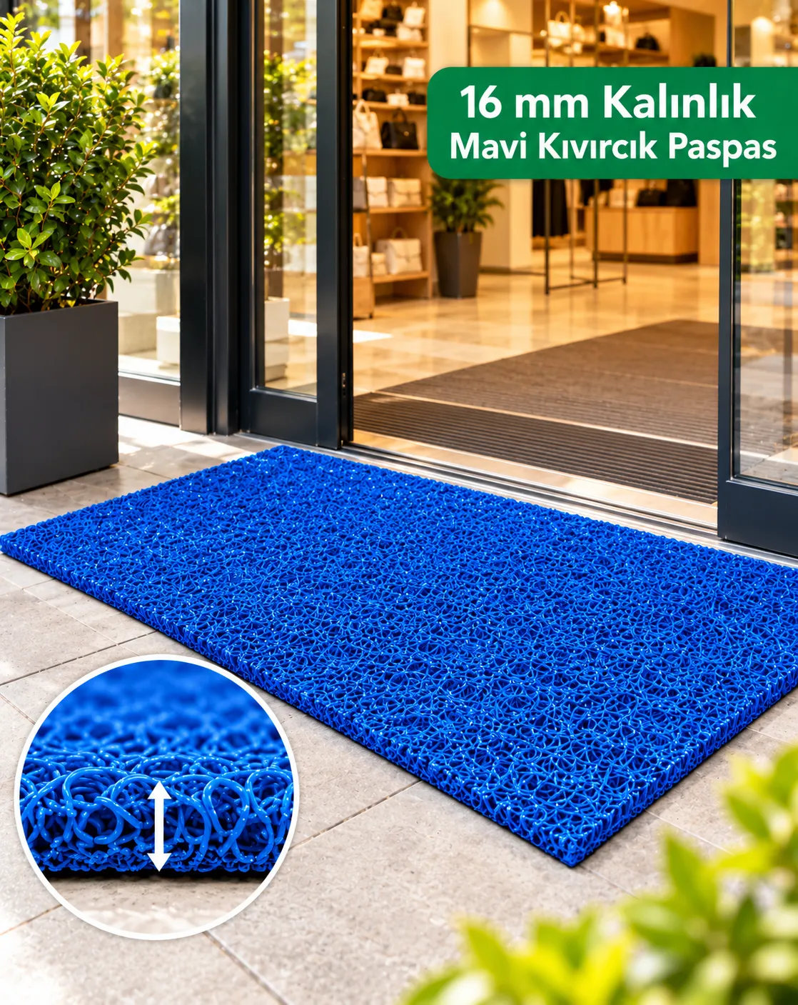 kıvırcık paspas mavi